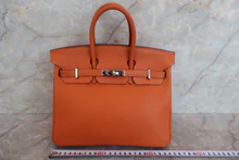 画像をギャラリービューアに読み込む, HERMES/エルメス バーキン25 トゴ オレンジ □I刻印 ハンドバッグ 700060078