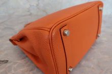 画像をギャラリービューアに読み込む, HERMES/エルメス バーキン25 トゴ オレンジ □I刻印 ハンドバッグ 700060078