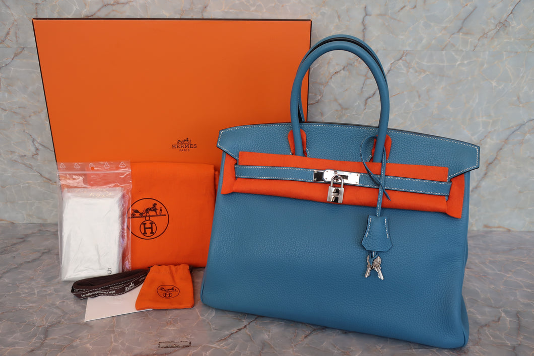 HERMES／エルメス バーキン35 トリヨンクレマンス ブルージーン □J刻印 ハンドバッグ 600110214