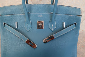 HERMES／エルメス バーキン35 トリヨンクレマンス ブルージーン □J刻印 ハンドバッグ 600110214