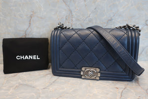 CHANEL/シャネル ボーイシャネルチェーンショルダーバッグ ラムスキン ネイビー/シルバー金具 ショルダーバッグ 600110073