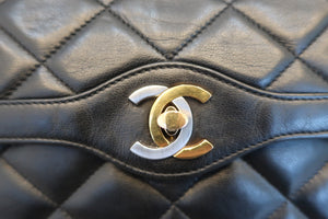 CHANEL/シャネル パリ限定マトラッセダブルフラップチェーンショルダーバッグ ラムスキン ブラック/ゴールド金具 ショルダーバッグ 600110101