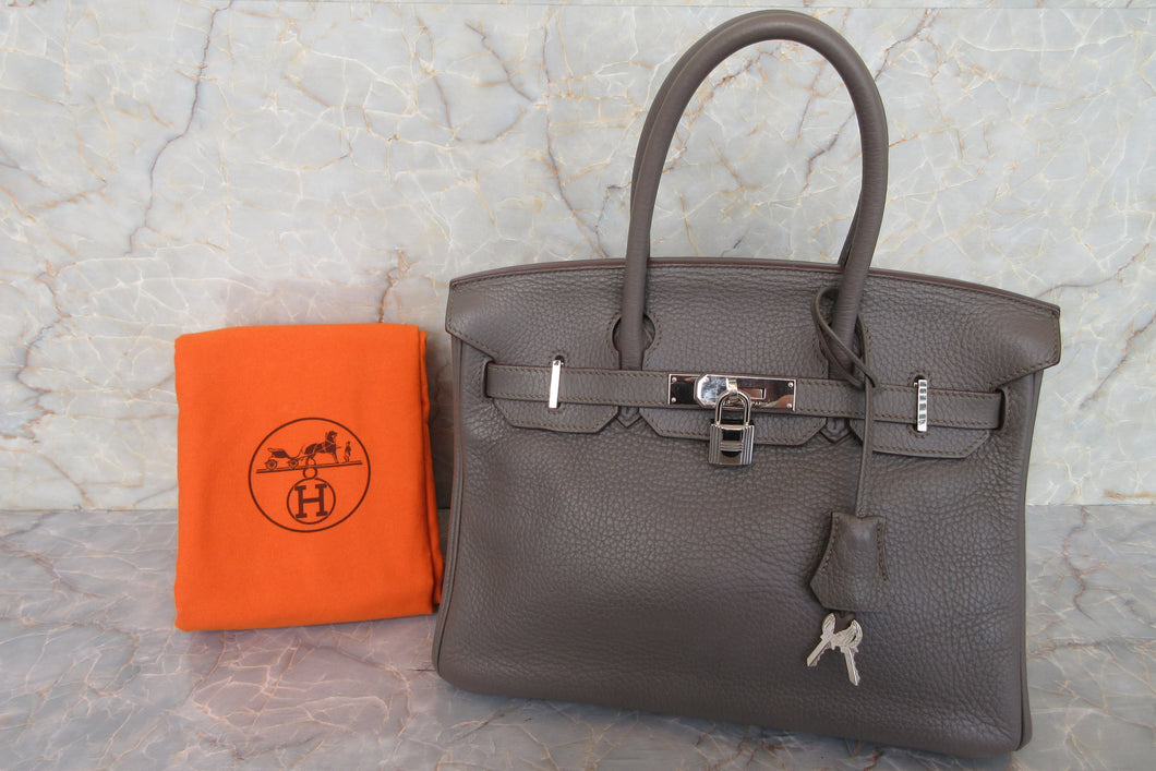 HERMES／エルメス バーキン30 トリヨンクレマンス エタン □Q刻印 ハンドバッグ 600110205