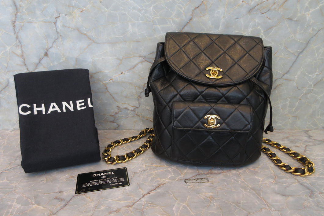 CHANEL/シャネル マトラッセチェーンリュック ラムスキン ブラック/ゴールド金具 リュック 600120167