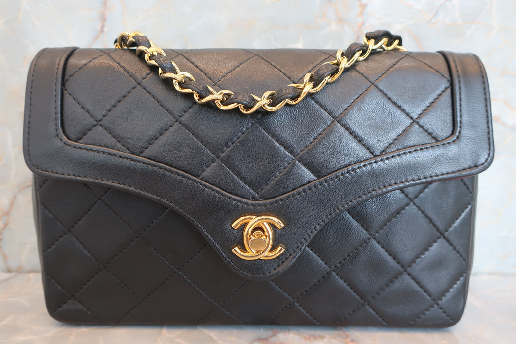 CHANEL/シャネル マトラッセチェーンショルダーバッグ ラムスキン ブラック/ゴールド金具 ショルダーバッグ 600100070