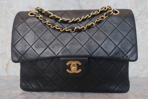 CHANEL/シャネル マトラッセWフラップWチェーンショルダーバッグ ラムスキン ブラック/ゴールド金具 ショルダーバッグ 600110096