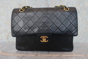 CHANEL/シャネル マトラッセWフラップWチェーンショルダーバッグ ラムスキン ブラック/ゴールド金具 ショルダーバッグ 600110096