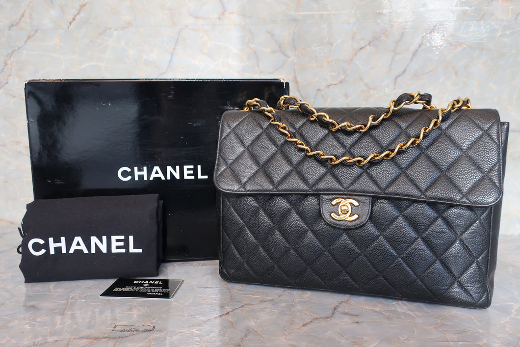 CHANEL/シャネル 中マトラッセシングルフラップチェーンショルダーバッグ キャビアスキン ブラック/ゴールド金具 ショルダーバッグ 600110118