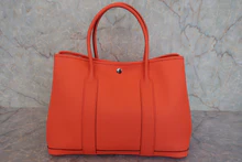 画像をギャラリービューアに読み込む, HERMES/エルメス ガーデンパーティPM ネゴンダ オレンジポピー X刻印 トートバッグ 800030072