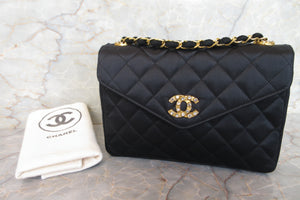 CHANEL/シャネル マトラッセチェーンショルダーバッグ サテン ブラック/ゴールド金具 ショルダーバッグ 600120237