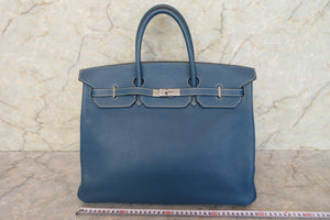 HERMES／エルメス バーキン40 トリヨンクレマンス ブルー □G刻印 ハンドバッグ 600110215