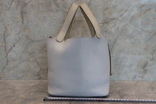 画像をギャラリービューアに読み込む, HERMES／エルメス ピコタンロックタッチMM トリヨンクレマンス/ヴォースイフト ブルーペール/パールグレー □R刻印 700100079
