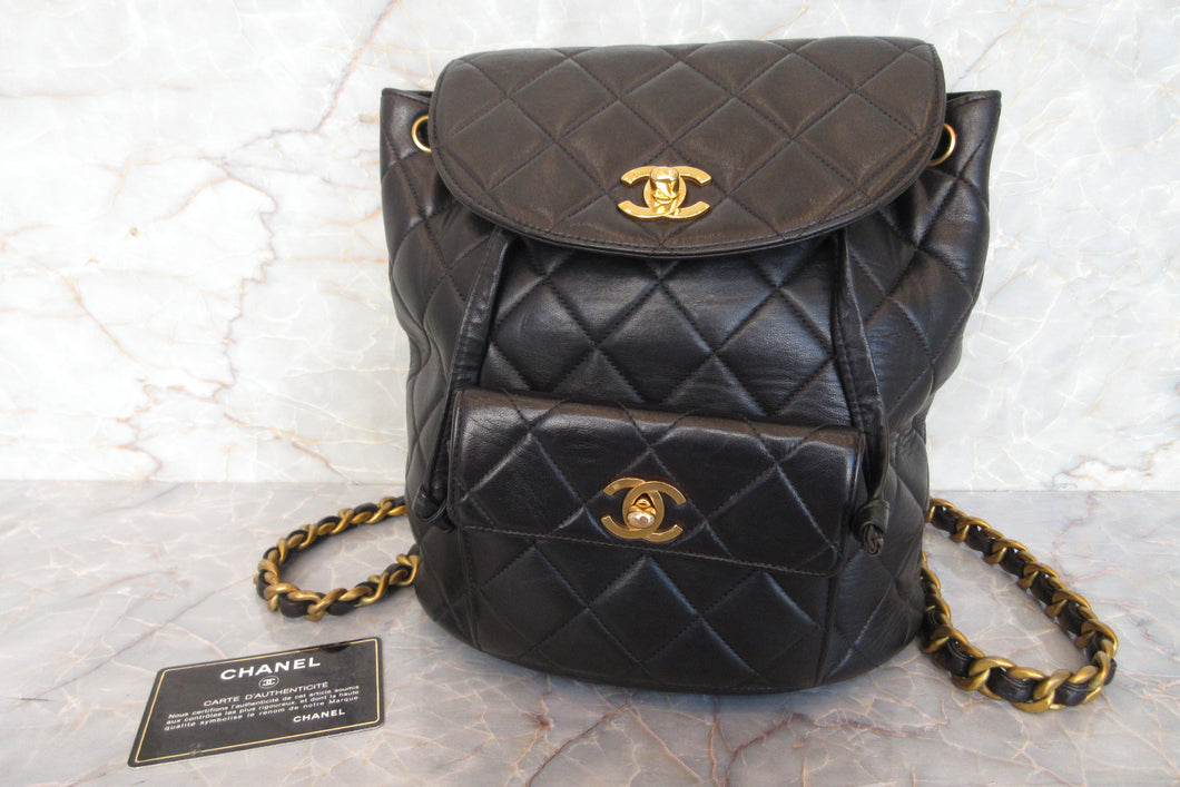 CHANEL/シャネル マトラッセチェーンリュック ラムスキン ブラック/ゴールド金具 リュック 600120110