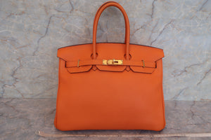 HERMES／エルメス バーキン35 トリヨンクレマンス オレンジ □P刻印 ハンドバッグ 600110157