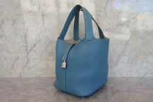 画像をギャラリービューアに読み込む, HERMES／エルメス ピコタンロックＭＭ トリヨンクレマンス ブルージーン □M刻印 ハンドバッグ 700100150
