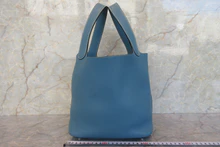 画像をギャラリービューアに読み込む, HERMES／エルメス ピコタンロックＭＭ トリヨンクレマンス ブルージーン □M刻印 ハンドバッグ 700100150

