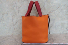 画像をギャラリービューアに読み込む, HERMES／エルメス ピコタンロックタッチGM トリヨンクレマンス/ヴォースイフト オレンジ/ルージュグレナ X刻印 ハンドバッグ 700110144
