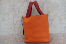 画像をギャラリービューアに読み込む, HERMES/エルメス ピコタンロックタッチGM トリヨンクレマンス/ヴォースイフト オレンジ/ルージュグレナ X刻印 ハンドバッグ 700110144