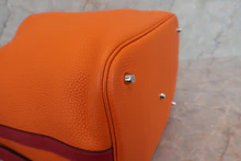 画像をギャラリービューアに読み込む, HERMES／エルメス ピコタンロックタッチGM トリヨンクレマンス/ヴォースイフト オレンジ/ルージュグレナ X刻印 ハンドバッグ 700110144
