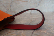 画像をギャラリービューアに読み込む, HERMES/エルメス ピコタンロックタッチGM トリヨンクレマンス/ヴォースイフト オレンジ/ルージュグレナ X刻印 ハンドバッグ 700110144