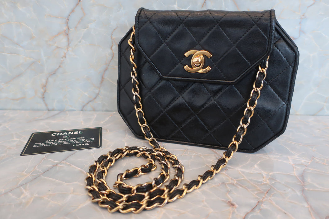 CHANEL/シャネル マトラッセチェーンショルダーバッグ ラムスキン ブラック/ゴールド金具 ショルダーバッグ 600040059