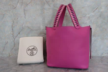 画像をギャラリービューアに読み込む, HERMES／エルメス ピコタンロックＭＭ トレサージュ ヴォーエプソン マグノリア/ブルーサフィール/クレ C刻印 ハンドバッグ 700030191
