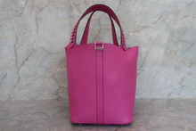 画像をギャラリービューアに読み込む, HERMES/エルメス ピコタンロックMM トレサージュ ヴォーエプソン マグノリア/ブルーサフィール/クレ C刻印 ハンドバッグ 700030191