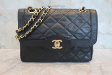 画像をギャラリービューアに読み込む, CHANEL/シャネル パリ限定ミニマトラッセダブルフラップチェーンショルダーバッグ ラムスキン ブラック/ゴールド金具 ショルダーバッグ 800020186