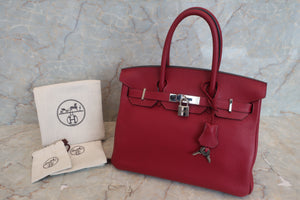 HERMES／エルメス バーキン30 トリヨンクレマンス ルージュグレナ A刻印 ハンドバッグ 500080010