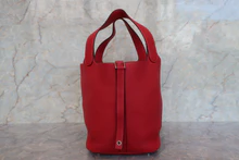 画像をギャラリービューアに読み込む, HERMES/エルメス ピコタンロックMM トリヨンクレマンス ルージュカザック X刻印 ハンドバッグ 700100181