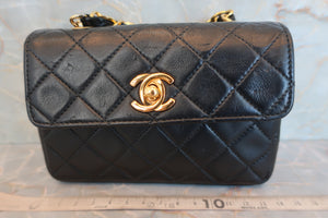 CHANEL/シャネル ミニマトラッセチェーンショルダーバッグ ラムスキン ブラック/ゴールド金具 ショルダーバッグ 600050232