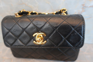 CHANEL/シャネル ミニマトラッセチェーンショルダーバッグ ラムスキン ブラック/ゴールド金具 ショルダーバッグ 600050232