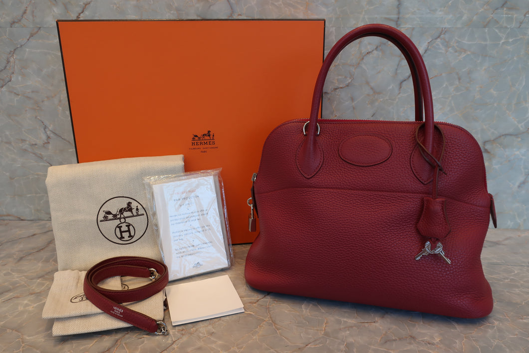 HERMES／エルメス ボリード31 トリヨンクレマンス ルビー □R刻印 ショルダーバッグ 600120113