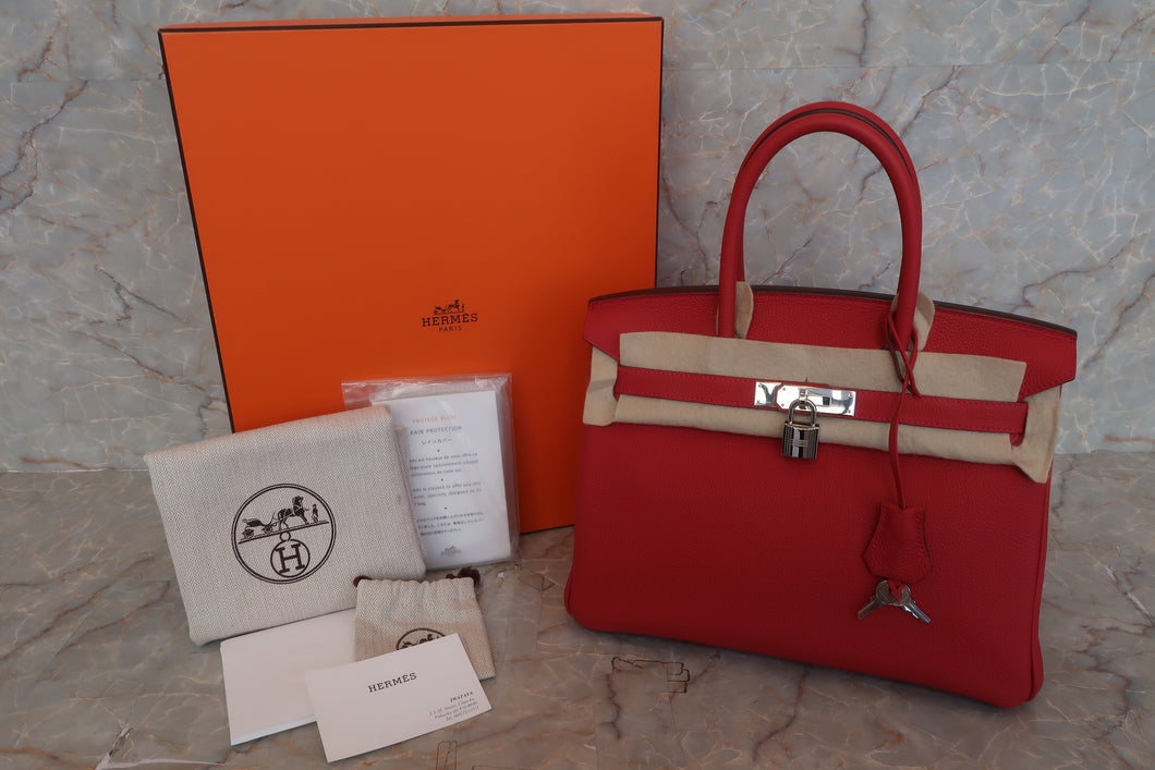 HERMES／エルメス バーキン30 トリヨンクレマンス ルージュトマト X刻印 ハンドバッグ 500090227