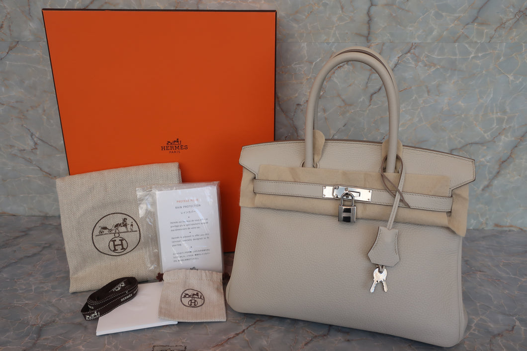 HERMES／エルメス バーキン30 トリヨンクレマンス ベトン A刻印 ハンドバッグ 600100181