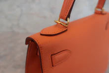 画像をギャラリービューアに読み込む, HERMES/エルメス ケリー28 ヴォーエプソン マンゴー □P刻印 ショルダーバッグ 700120070