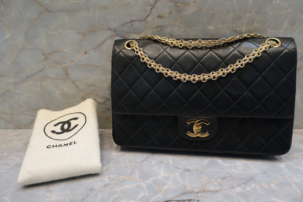 CHANEL/シャネル マトラッセＷフラップチェーンショルダーバッグ ラムスキン ブラック/ゴールド金具 ショルダーバッグ 600120173