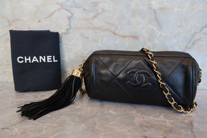 CHANEL/シャネル ココマークフリンジチェーンショルダーバッグ ラムスキン ブラック/ゴールド金具 ショルダーバッグ 600120124