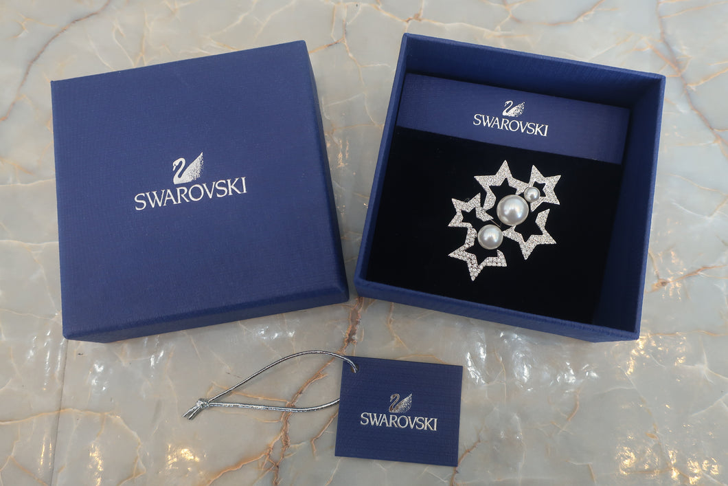 SWAROVSKI/スワロフスキー スターパールブローチ 銀メッキ シルバー ブローチ 300100152