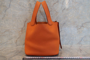 HERMES／エルメス ピコタンロックＰＭ トリヨンクレマンス オレンジ □L刻印 ハンドバッグ 600120263