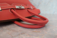 画像をギャラリービューアに読み込む, HERMES/エルメス バーキン35 バイカラー トリヨンクレマンス サンギーヌ/ホワイト □O刻印 ハンドバッグ 700070128