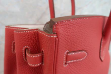 画像をギャラリービューアに読み込む, HERMES／エルメス バーキン35 バイカラー トリヨンクレマンス サンギーヌ/ホワイト □O刻印 ハンドバッグ 700070128
