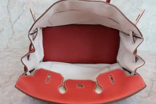 画像をギャラリービューアに読み込む, HERMES/エルメス バーキン35 バイカラー トリヨンクレマンス サンギーヌ/ホワイト □O刻印 ハンドバッグ 700070128