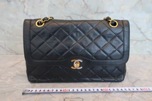 画像をギャラリービューアに読み込む, CHANEL/シャネル パリ限定マトラッセダブルフラップチェーンショルダーバッグ ラムスキン ブラック/ゴールド金具 ショルダーバッグ 800040024
