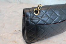 画像をギャラリービューアに読み込む, CHANEL/シャネル パリ限定マトラッセダブルフラップチェーンショルダーバッグ ラムスキン ブラック/ゴールド金具 ショルダーバッグ 800040024
