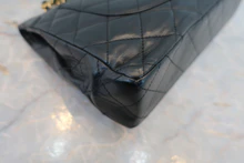 画像をギャラリービューアに読み込む, CHANEL/シャネル パリ限定マトラッセダブルフラップチェーンショルダーバッグ ラムスキン ブラック/ゴールド金具 ショルダーバッグ 800040024