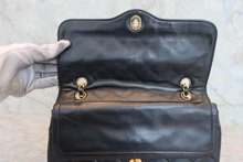 画像をギャラリービューアに読み込む, CHANEL/シャネル パリ限定マトラッセダブルフラップチェーンショルダーバッグ ラムスキン ブラック/ゴールド金具 ショルダーバッグ 800040024
