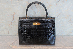 HERMES KELLY 25 Crocodile Alligator Black □B刻印 Shoulder bag 600040130