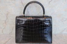 将图片加载到图库查看器，HERMES KELLY 25 Crocodile Alligator Black □B刻印 Shoulder bag 600040130
