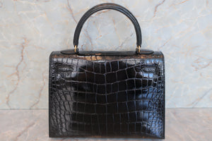 HERMES KELLY 25 Crocodile Alligator Black □B刻印 Shoulder bag 600040130